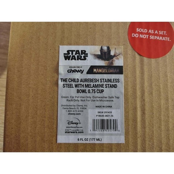 Star Wars The Child Mandalorian Melamine Stand Stainless Steel Pet Bowl 0.75 Cup - Picture 2 of 3